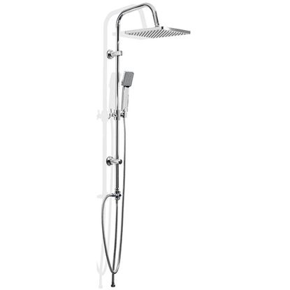 Immagine di COLONNA DOCCIA SQUARE 2 FUNZIONI SOFFIONE ANTICALCARE 25 CM DOCCETTA FLESSIBILE ACCIAIO INOX 200CM H108CM ACCIAIO CROMO